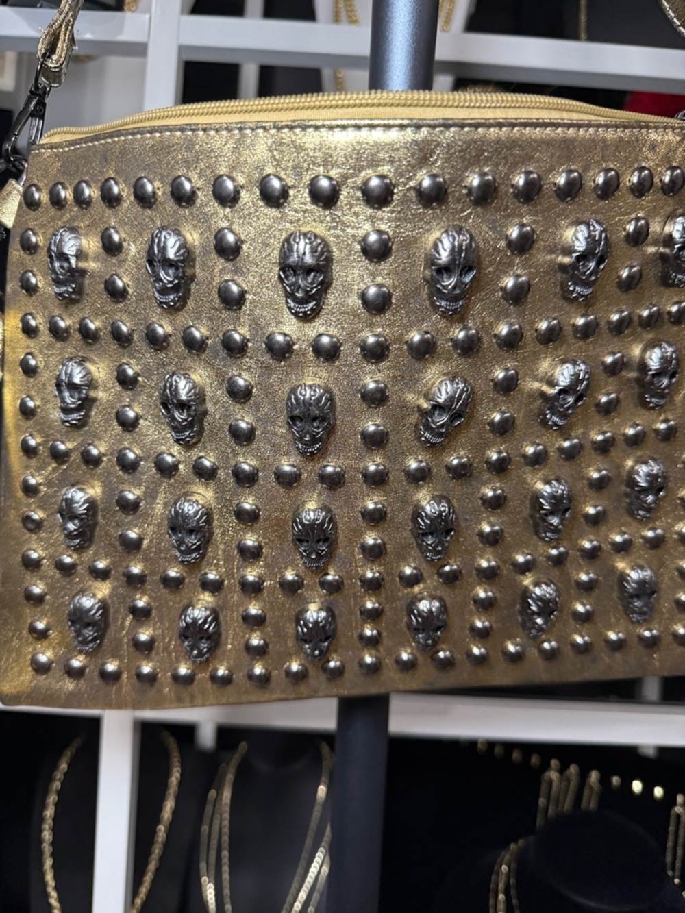 Gold Skeleton Crossbody Purse NEW